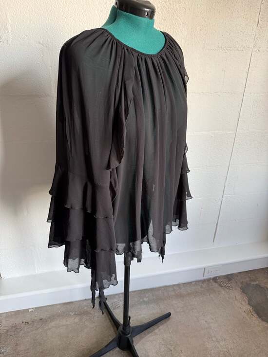 Torrid Black Chiffon Ruffle Long Sleeve Blouse Size 1X - Picture 5 of 7